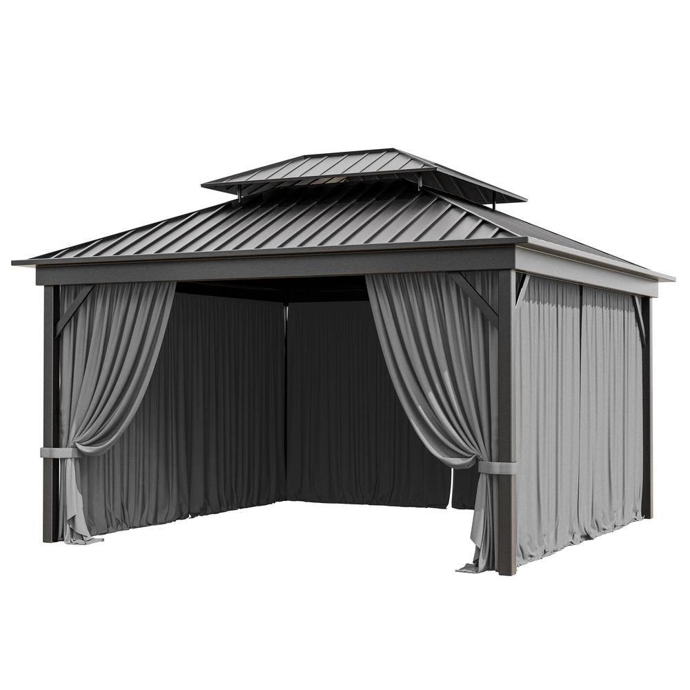 12 ft. x 12 ft. Universal Outdoor Privacy Curtains, Gazebo Replacement with Zipper Grey (4-Side Curtain Only) price history on PriceWatchPro