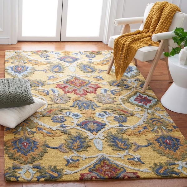 Blossom 6 ft. x 8 ft. Gold/Multi Geometric Floral Area Rug