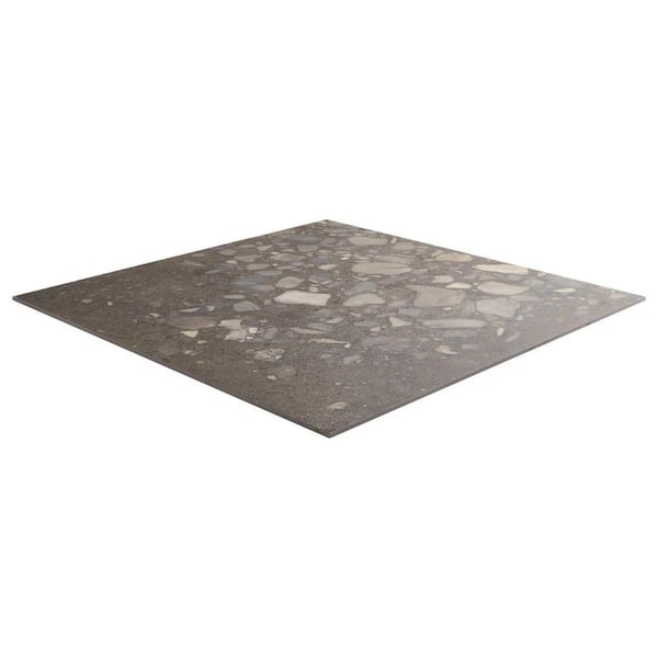 Sarto Grande Gray 8 in. x 0.35 in. Terrazzo Look Semi-Polished Porcelain Floor and Wall Tile Sample