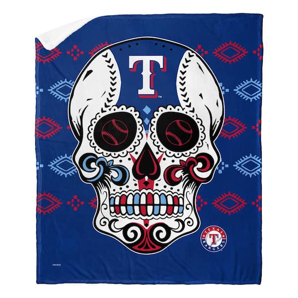 THE NORTHWEST GROUP MLB Rangers Candy Skull Silk Touch Sherpa Multicolor Throw