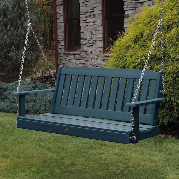 Highwood Lehigh 5 ft. 2-Person Nantucket Blue Recycled Plastic Porch Swing