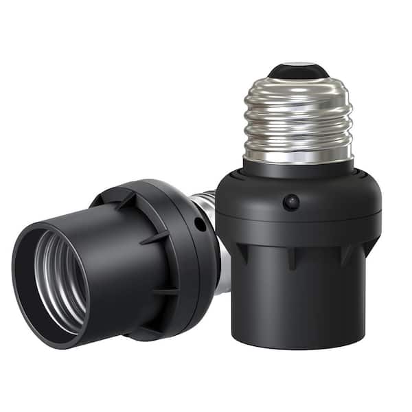 DEWENWILS 100-Watt Incandescent/CFL/LED/Halogen Screw-In Dusk to Dawn Light Control Sensor Socket, Black (2-Pack)