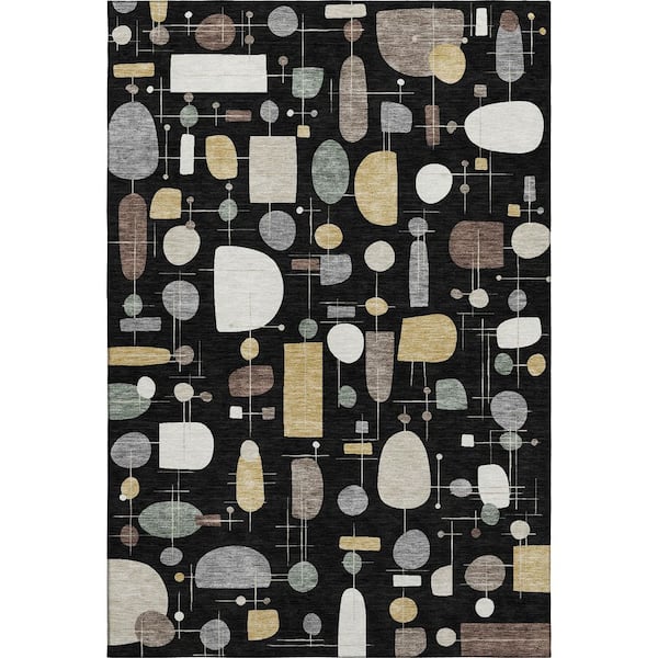 Addison Rugs Mayfield Premium Machine Washable Abstract AMF2393 Black 9 ...
