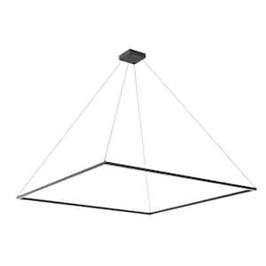 Piazza 72 in. 161-Watt 1-Light Black Integrated LED Pendant-Light