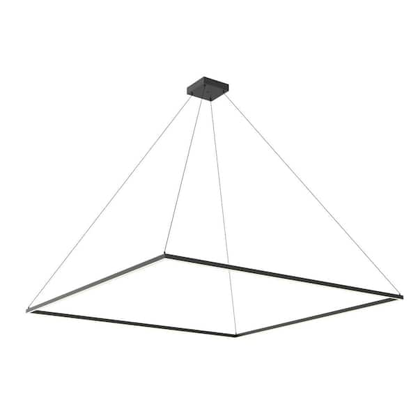 KUZCO Piazza 72 in. 161-Watt 1-Light Black Integrated LED Pendant-Light ...