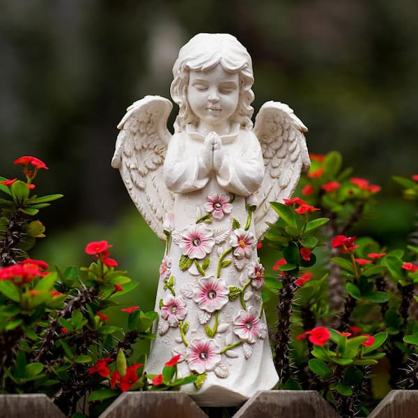 Solar Garden Statue Angel Figurine with Succulent and 5 LED Lights- Outdoor  Decor Gifts for Mom Grandma or Cemetery Decorations for Patio, Balcony