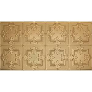 Dimensions 2 ft. x 4 ft. Glue Up Tin Ceiling Tile in Metallic Brass