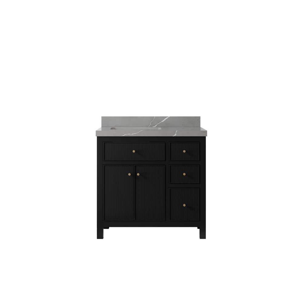 Sonoma 36 in. W x 22 in.D x 36 in. H Left Offset Sink Bath Vanity in Black with 2 in.Piatra Quartz Top price history on PriceWatchPro