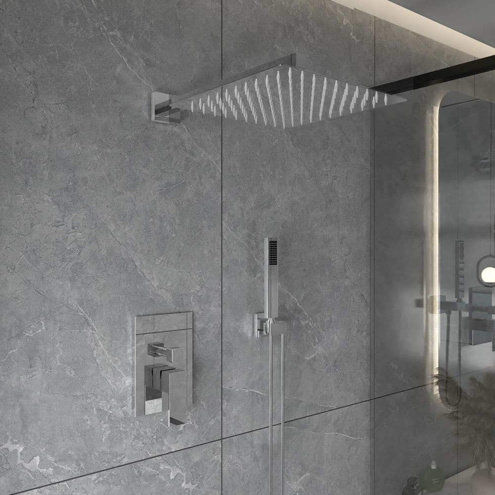 10 Inch Square Polished Chrome Rain Shower Combo Set