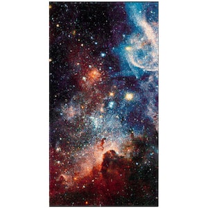 Galaxy Purple/Multi Doormat 3 ft. x 5 ft. Abstract Area Rug