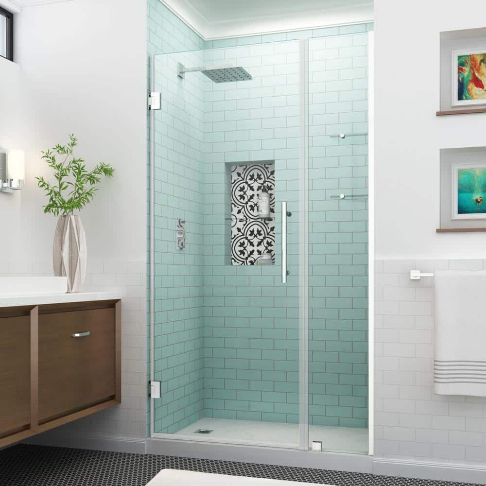 Belmore GS 51.25 in. to 52.25 in. x 72 in. Frameless Hinged Shower Door with Glass Shelves in Stainless Steel price history on PriceWatchPro
