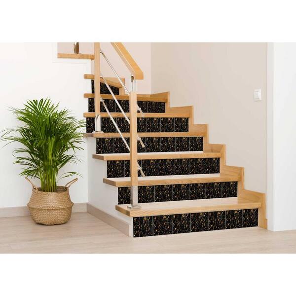 MI ALMA Gold and Black R36 8 in. x 8 in. Vinyl Peel and Stick Tile
