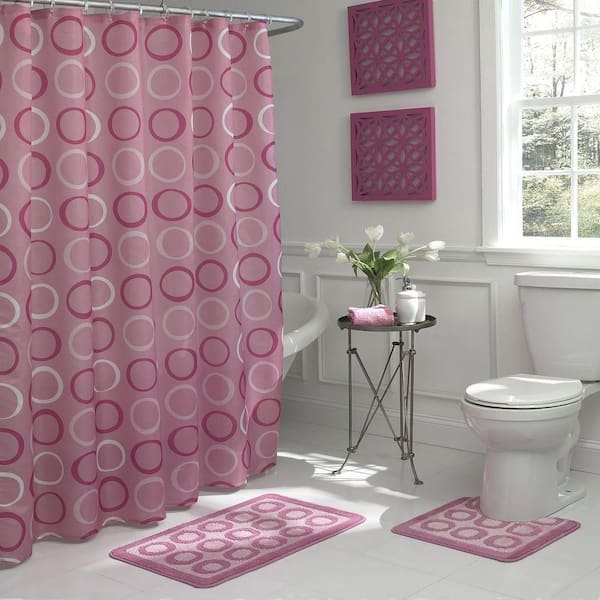 Purple Rose Shower Curtain Hooks, Flower Bathroom Decor (Stainless Steel,  12 Pack)