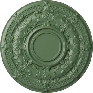 33-7/8" x 1-3/8" Dauphine Urethane Ceiling (Fits Canopies up to 13-1/4"), Hand-Painted Athenian Green