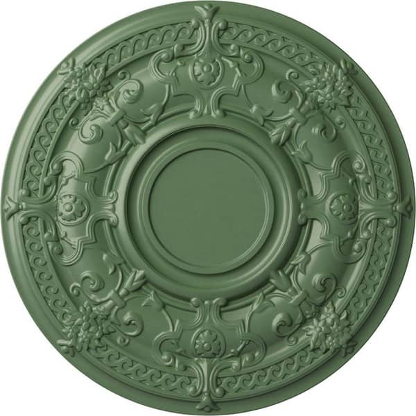 Ekena Millwork 33-7/8" x 1-3/8" Dauphine Urethane Ceiling (Fits Canopies up to 13-1/4"), Hand-Painted Athenian Green