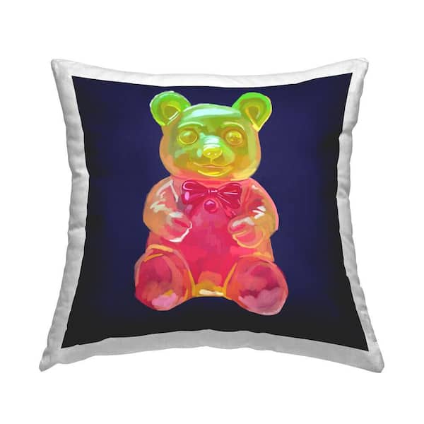 Stupell Industries Modern Candy Bear Blue Print Polyester 18 in. x 18 in. Throw Pillow