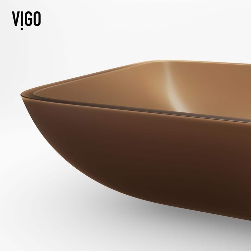 Amber Glass Rectangular Vessel Sink with Matte Finish