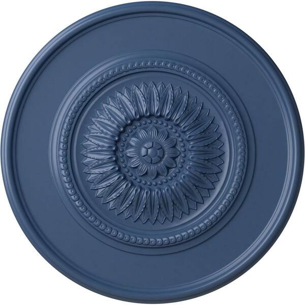 Ekena Millwork 2-1/2" x 41-1/8" x 41-1/8" Polyurethane Large Floral Ceiling Medallion, Hand-Painted Americana
