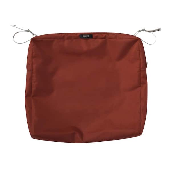 Classic Accessories Ravenna Water-Resistant 21 in. x 19 in. x 3 in. Patio Seat Cushion Slip Cover, Spice