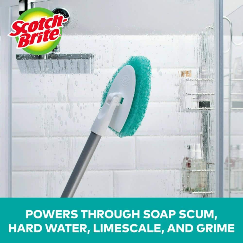 Teal and White Non-Scratch Extendable Shower Scrubber