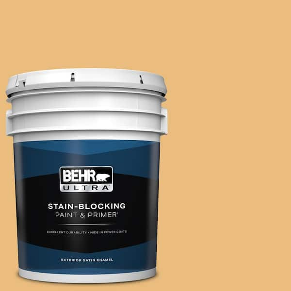 BEHR ULTRA 5 gal. #310D-4 Gold Buff Satin Enamel Exterior Paint & Primer