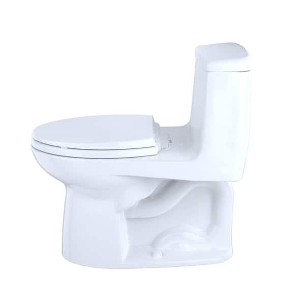 TOTO Eco UltraMax 1-Piece 1.28 GPF Single Flush Elongated Standard Height  Toilet in Cotton White, SoftClose Seat Included MS854114E#01 - The Home  Depot