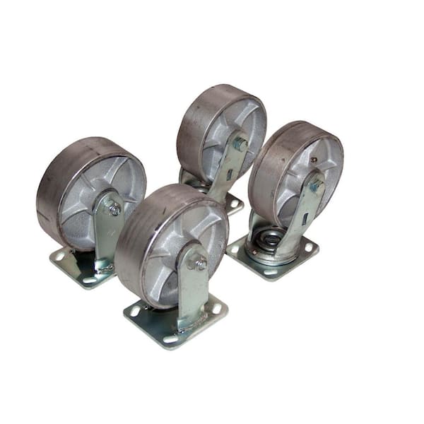 Vestil 4,800 lb. Capacity 8 in. x 2 in. Semi-Steel Caster Kit - Set of 4