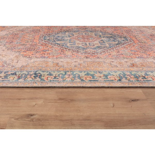 Valora Medallion Machine Washable Rust 4 ft. x 6 ft. Area Rug