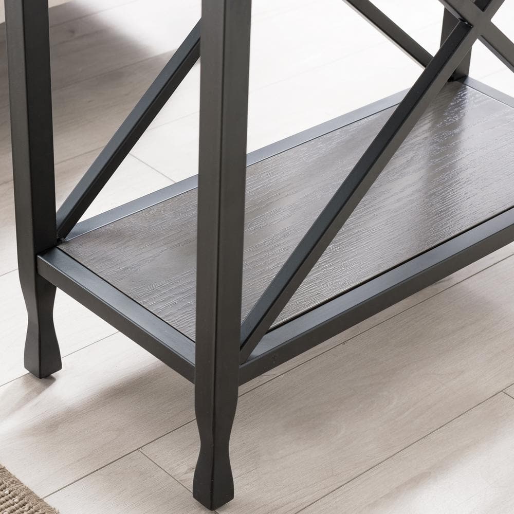Chisel & Forge 25.75" Smoky Gray Wood and Matte Black Metal Table