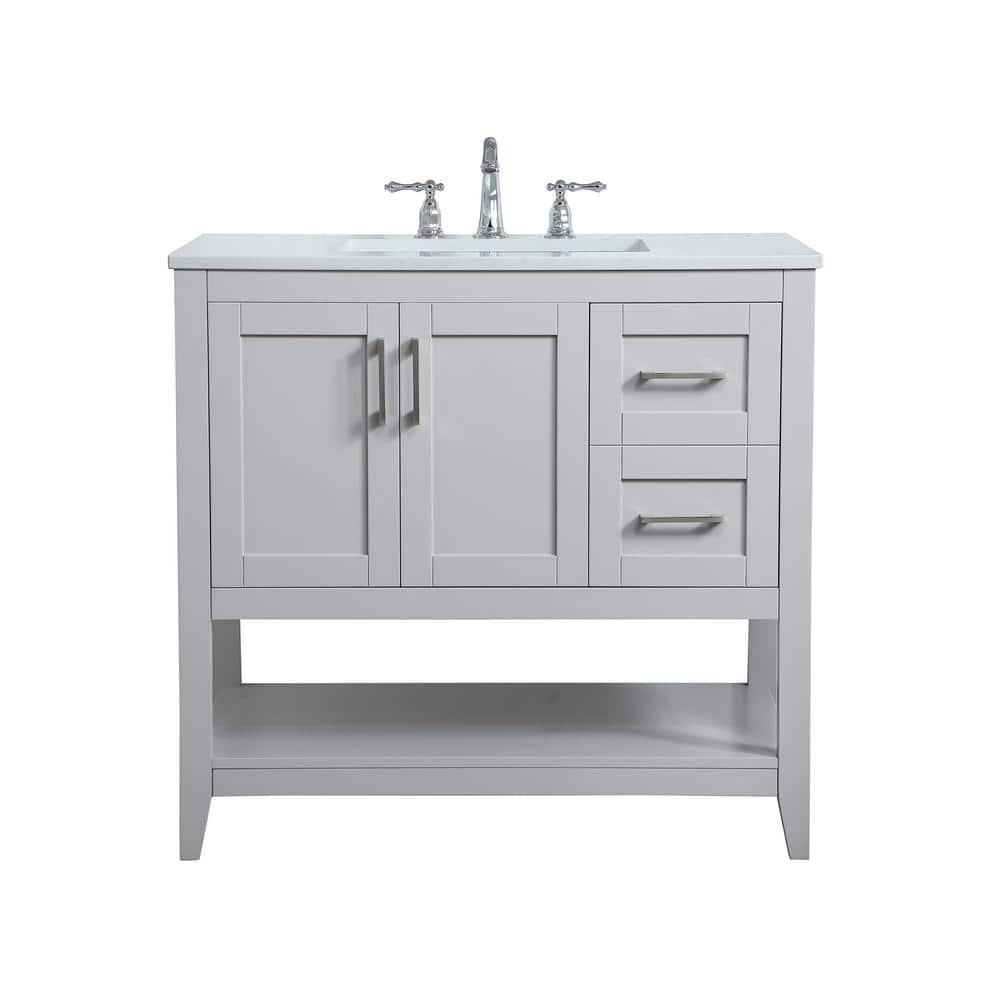 Simply Living 36 in. W x 22 in. D x 34 in. H Bath Vanity in Grey with Calac