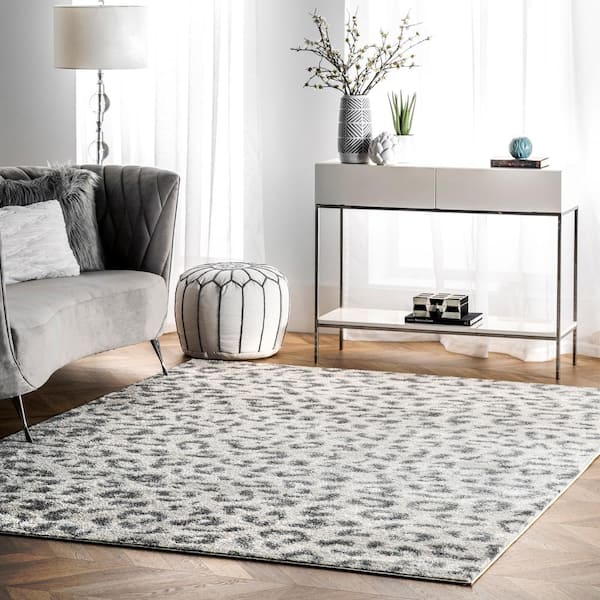 Sebastian Leopard Print Gray 8 ft. x 10 ft. Area Rug