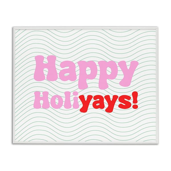 Stupell Industries Happy Holiyays Patterned by Lil' Rue 1-Piece Framed Graphic Print Typography Poster Art Print 20 in. x 16 in.