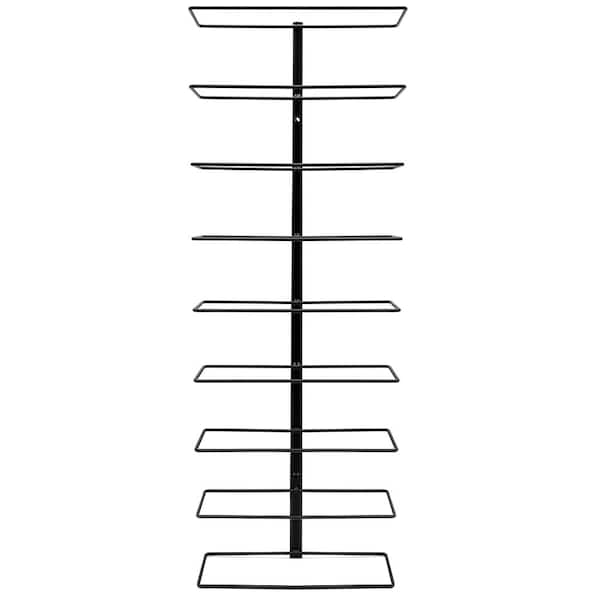 Elegant 9-Bottle Black Metal Wall Mounted Wine Rack