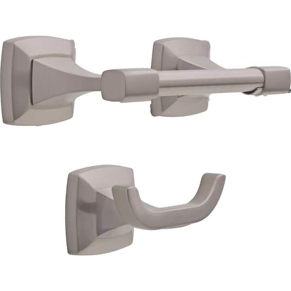 Portwood 2-Piece Bath Hardware Set with Toilet Paper Holder, Towel Hook in Brushed Nickel