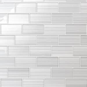 Hand Painted Rectangular 3 in. x 6 in. Neutral Gray 10 Glass tile (10 sq. ft./per Case)
