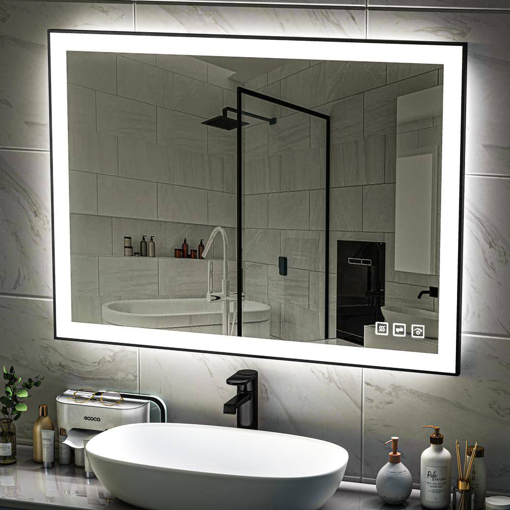 TOOLKISS 48 in. W x 36 in. H Rectangular Frameless LED Light Anti-Fog Wall  Bathroom Vanity Mirror with Backlit and Front Light TK19268 - The Home Depot