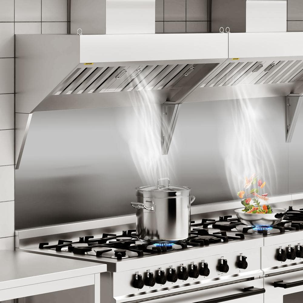 VEVOR 7FT Stainless Steel Commercial Exhaust Hood with Removable Oil Filters