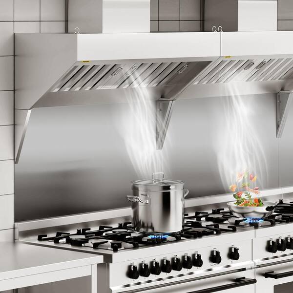 Commercial Exhaust 7FT 201 Stainless Steel Range Hood 3 Detachable U-Shaped Grid Oil Filter Mesh Vent Hood