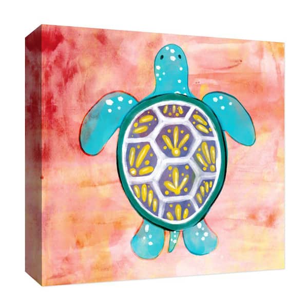 PTM Images Turquoise Turtle'' Canvas Abstract Wall Art 15 in. x 15 in.