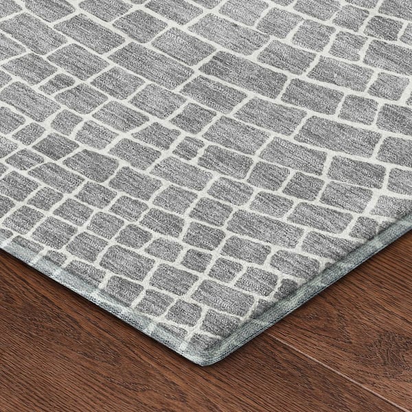 Mayfield Premium Machine Washable Abstract AMF2455 Gray 9 ft. x 12 ft. Area Rug