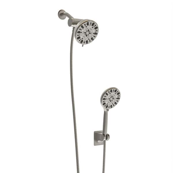 cadeninc 7-Spray Patterns with 1.8 GPM 4.7 in. Wall Mount Dual Shower Heads and Handheld in Brushed Nickel
