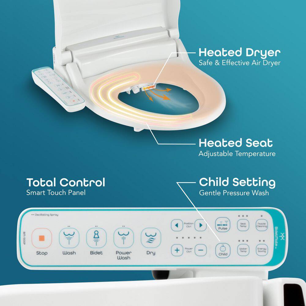 BidetMate 1000 Series White Elongated Heated Smart Toilet Seat