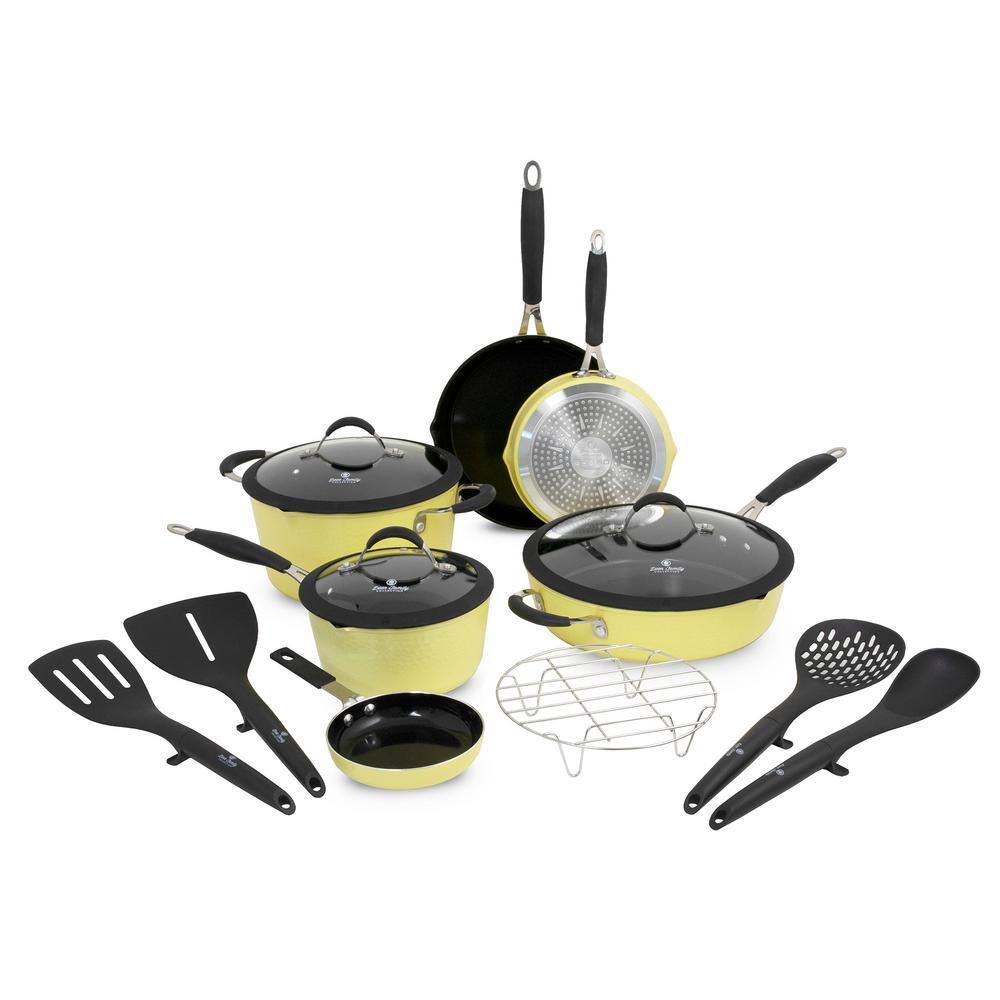 Paula Deen 14-Piece Hammered Aluminum Forged Cookware Set In Butter ...