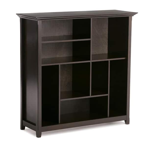 Simpli Home Amherst Solid Wood 44 in. x 44 in. Transitional Multi Cube Bookcase and Storage Unit in Dark Brown