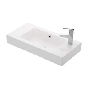 Wall Mount / Bathroom Vessel Sink in Ceramic White