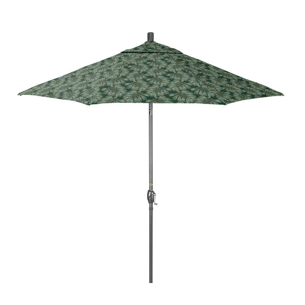 9 ft. Grey Aluminum Market Patio Umbrella with Crank Lift and Push-Button Tilt in Palm Hunter Pacifica Premium price history on PriceWatchPro