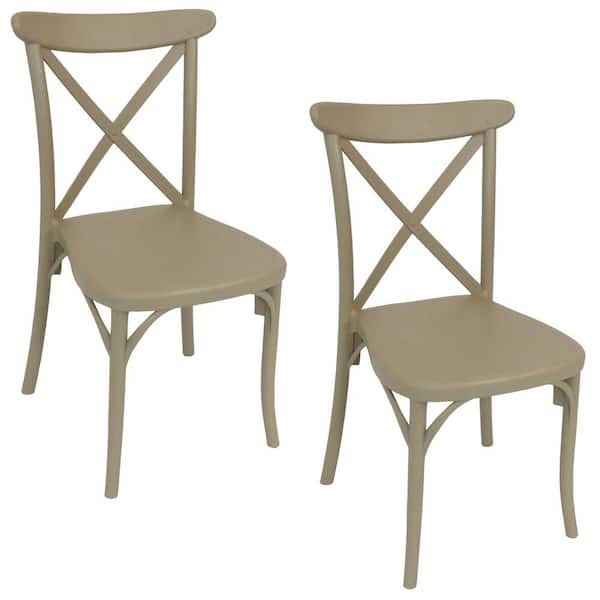 Sunnydaze Bellemead Coffee Plastic Indoor/Outdoor Patio Dining Chair (2-Pack)