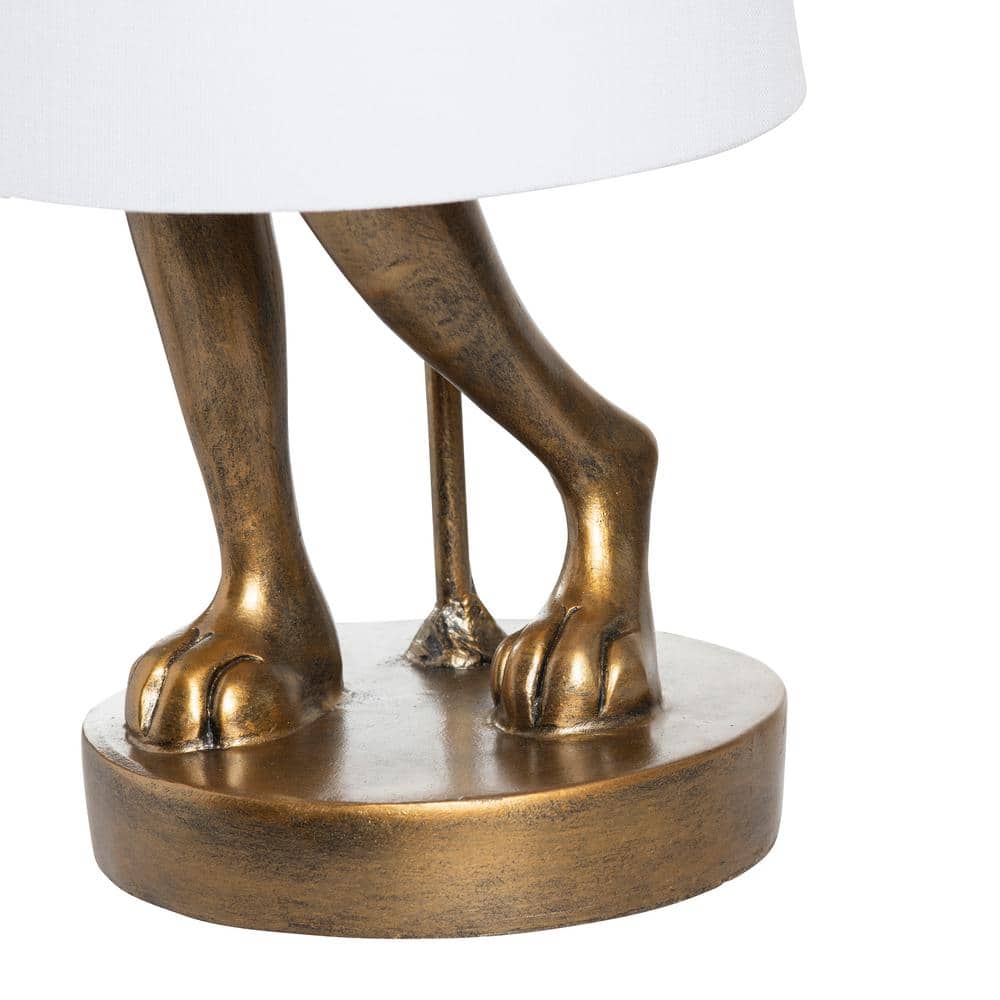 Charming Gold Rabbit Table Lamp with White Linen Shade