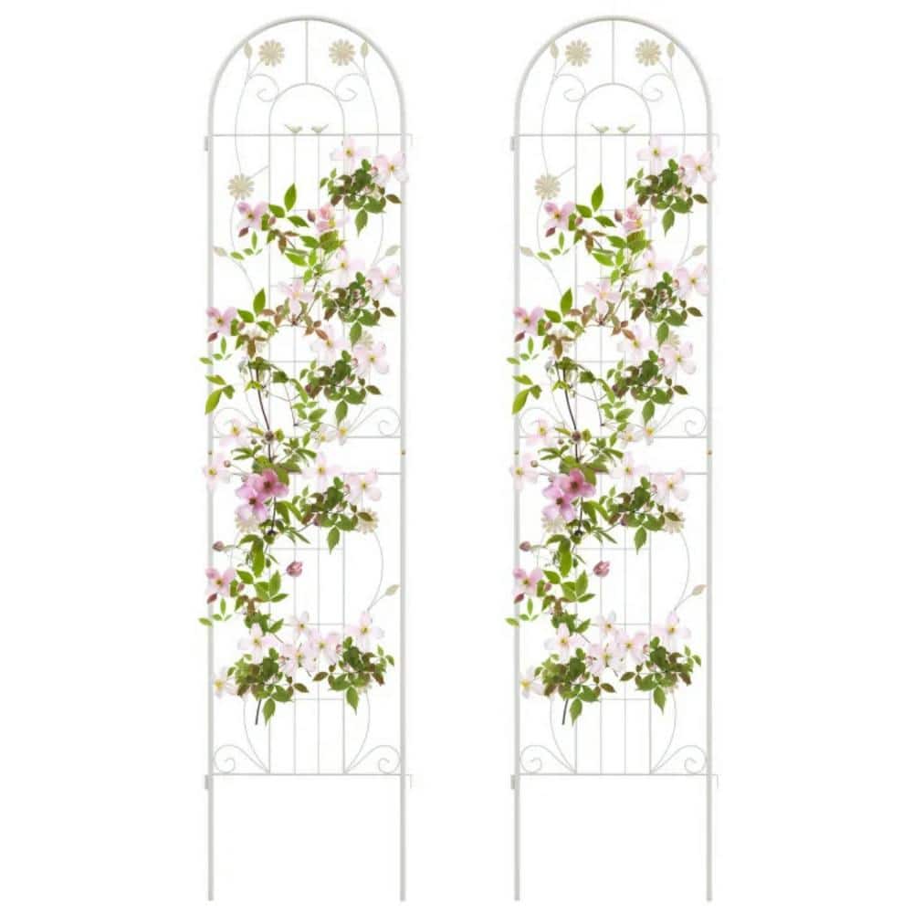 Iron 2 Pack 86.5 x 20 in. Garden Trellis Pot for Climbing Plants For Flower