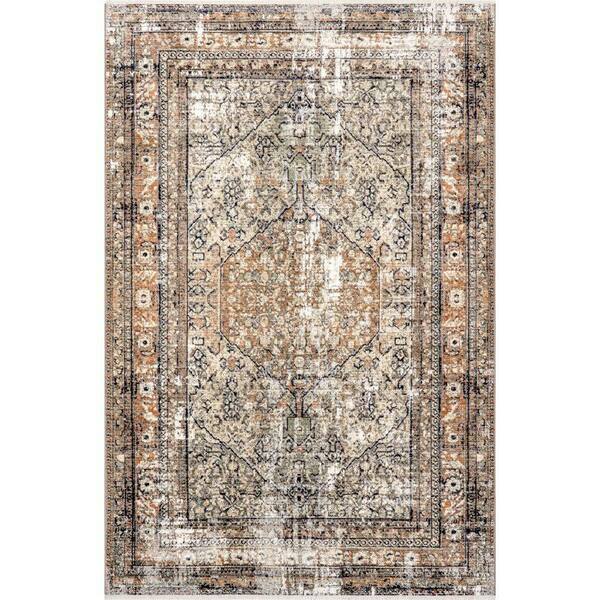 nuLOOM Charvi Distressed Medallion Fringe Multi 8 ft. x 10